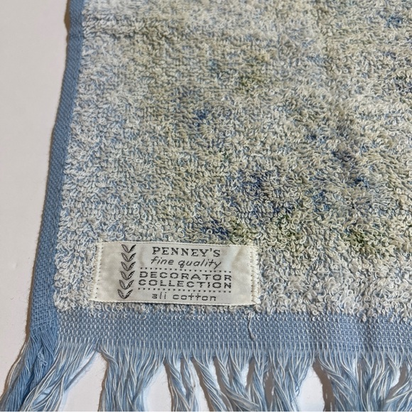 Vintage Penneys Fashion Manor Hand Towel and Washcloth Floral Blue MCM - Picture 5 of 11